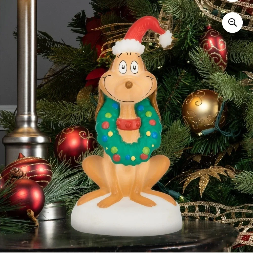 Dr. Seuss Grinch Max Blow Mold NEW Christmas Decor Dog Santa Hat
